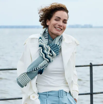 Rosy Green Wool Riverlines Strickanleitung Schal 3-farbig