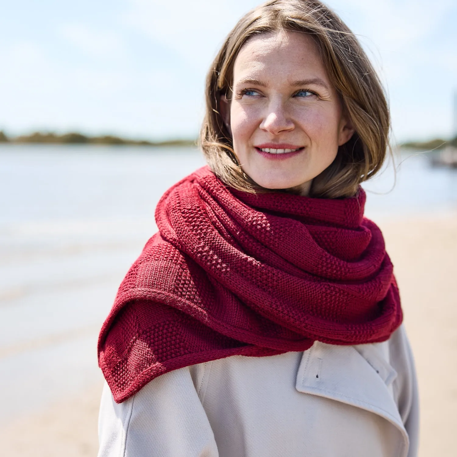 Rosy Green Wool Sagesse Schal Strickanleitung PDF I-Cord-Rand