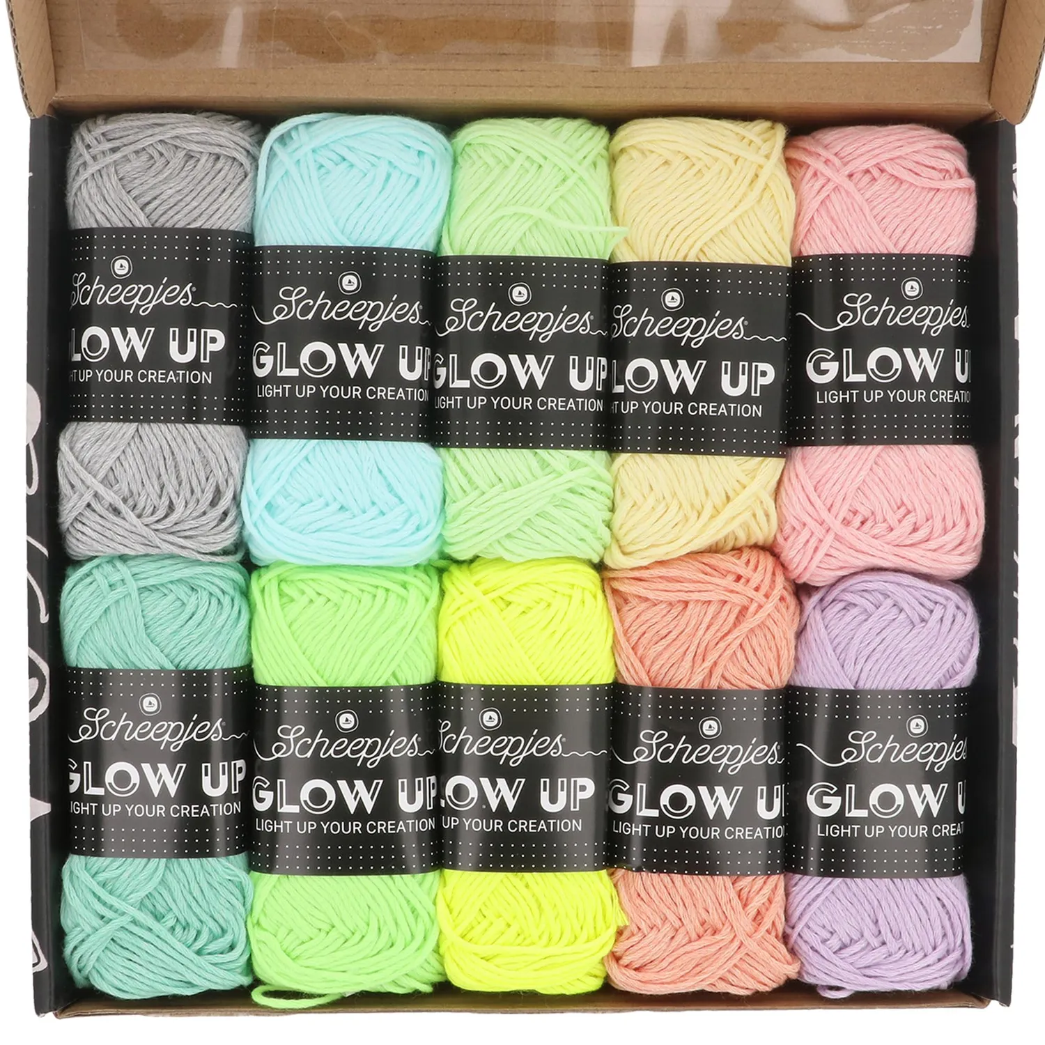 Scheepjes Glow Up Farbpack 10x25g Leuchtgarn leuchtend