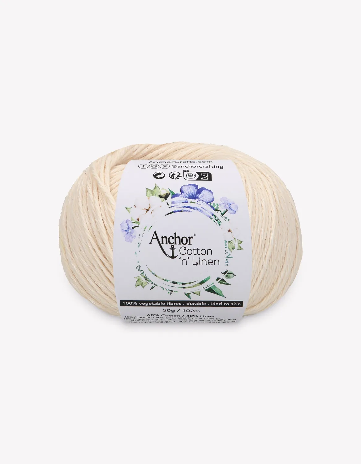 Anchor Cotton n Linen Strickgarn 50g 102m Baumwolle-Leinen
