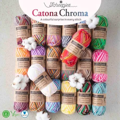 Scheepjes Catona Chroma Garn-Set 20 Farben 5x50g Baumwolle