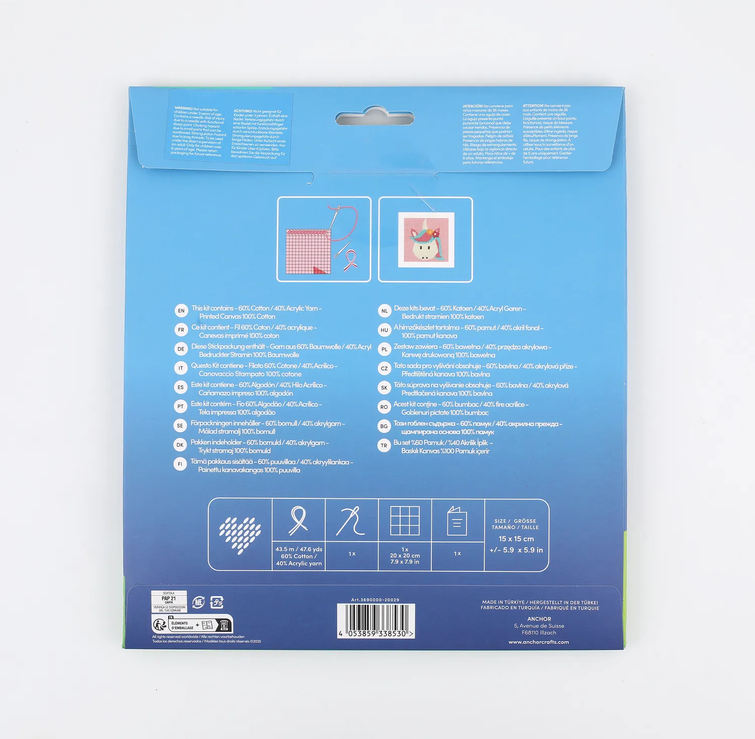 Anchor 1st Kit Magic Unicorn Gobelin-Set 15x15 Anfänger