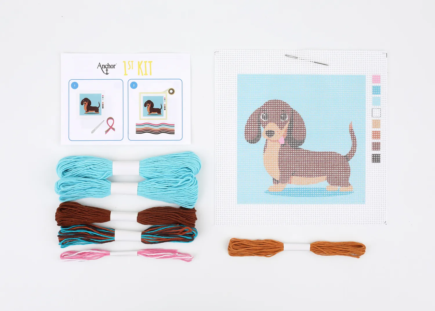 Anchor 1st Kit Pup Gobelin Stickset 15x15 cm Anfänger