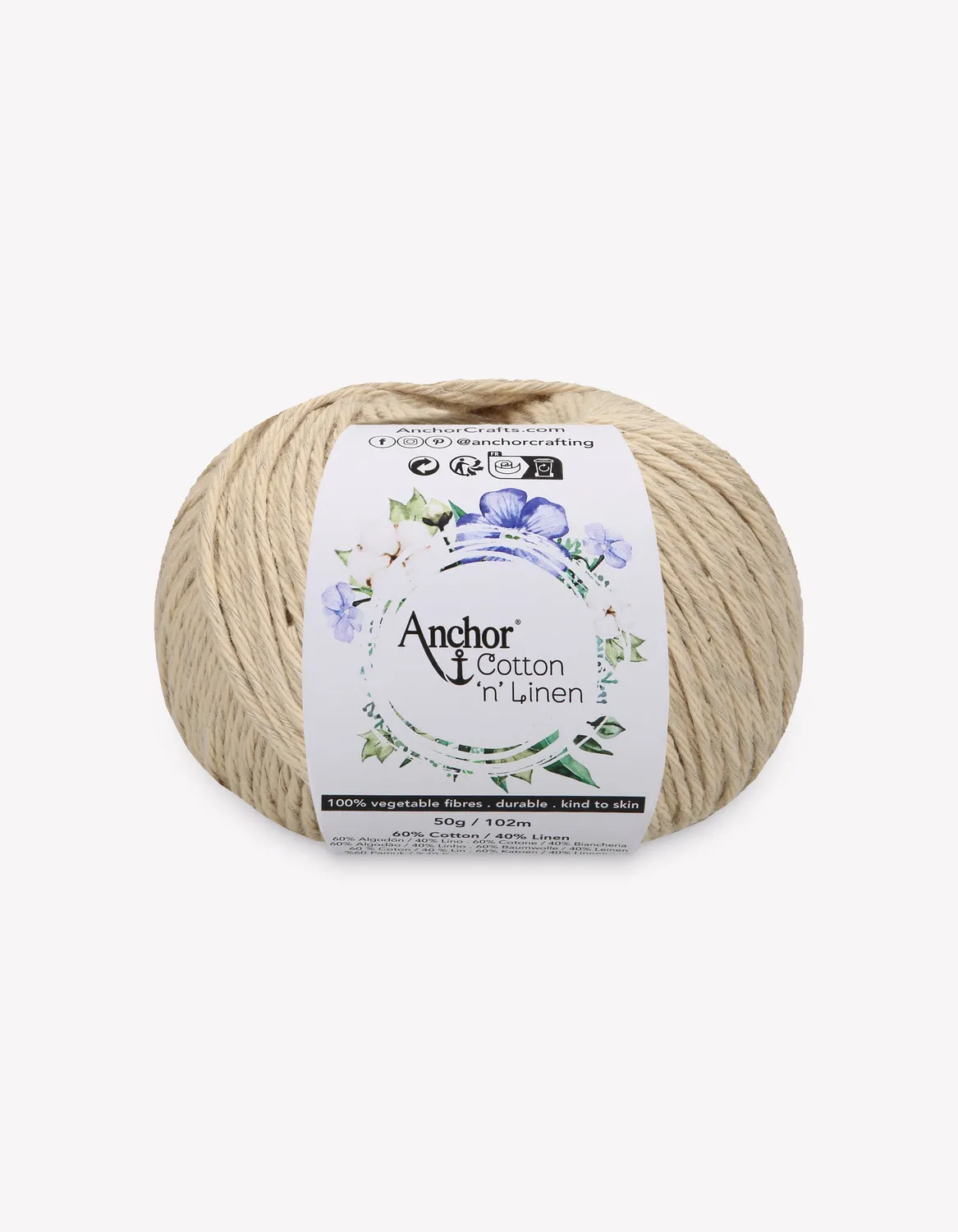 Anchor Cotton n Linen Strickgarn 50g 102m Baumwolle-Leinen