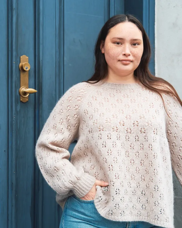 Knitting for Olive Pizza Pullover Strickanleitung Lochmuster deutsch