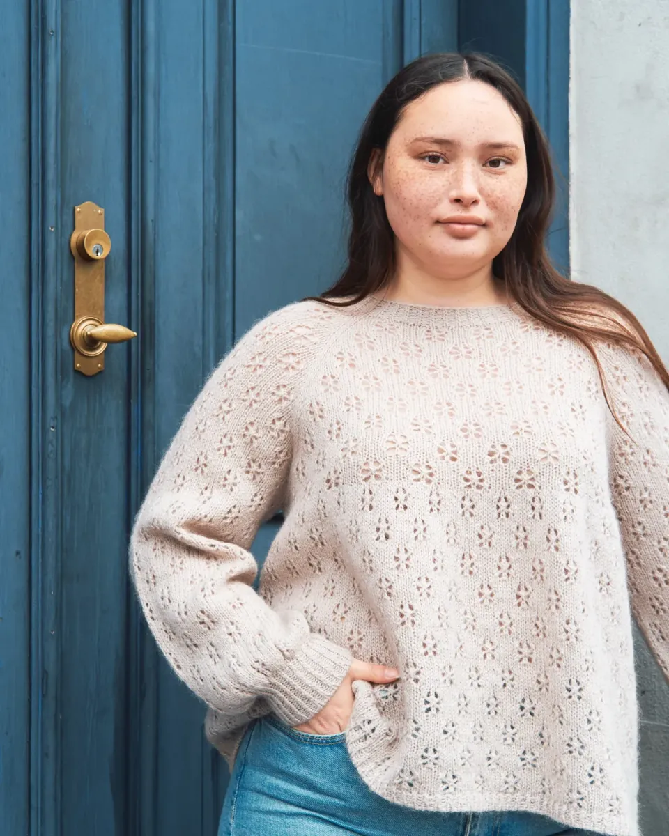 Knitting for Olive Pizza Pullover Strickanleitung Lochmuster deutsch