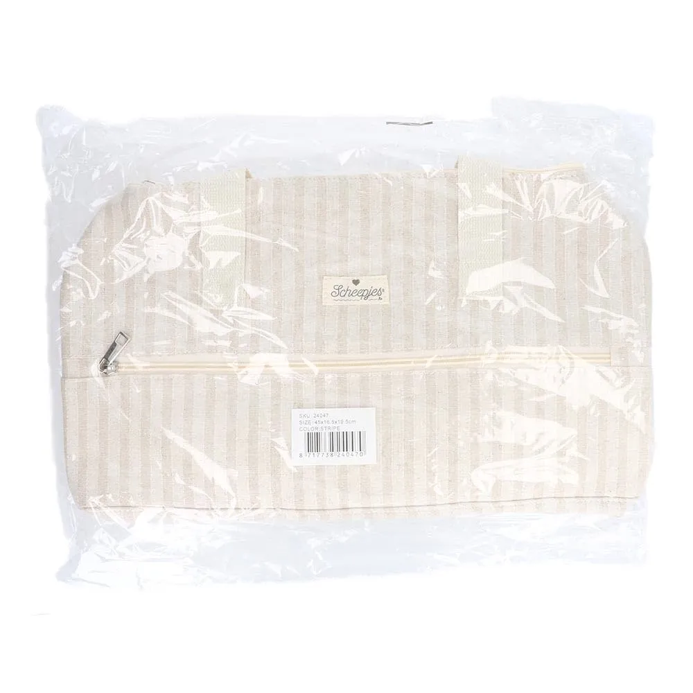 Scheepjes Strickbeutel Gestreift Beige 45cm mit Reißverschluss