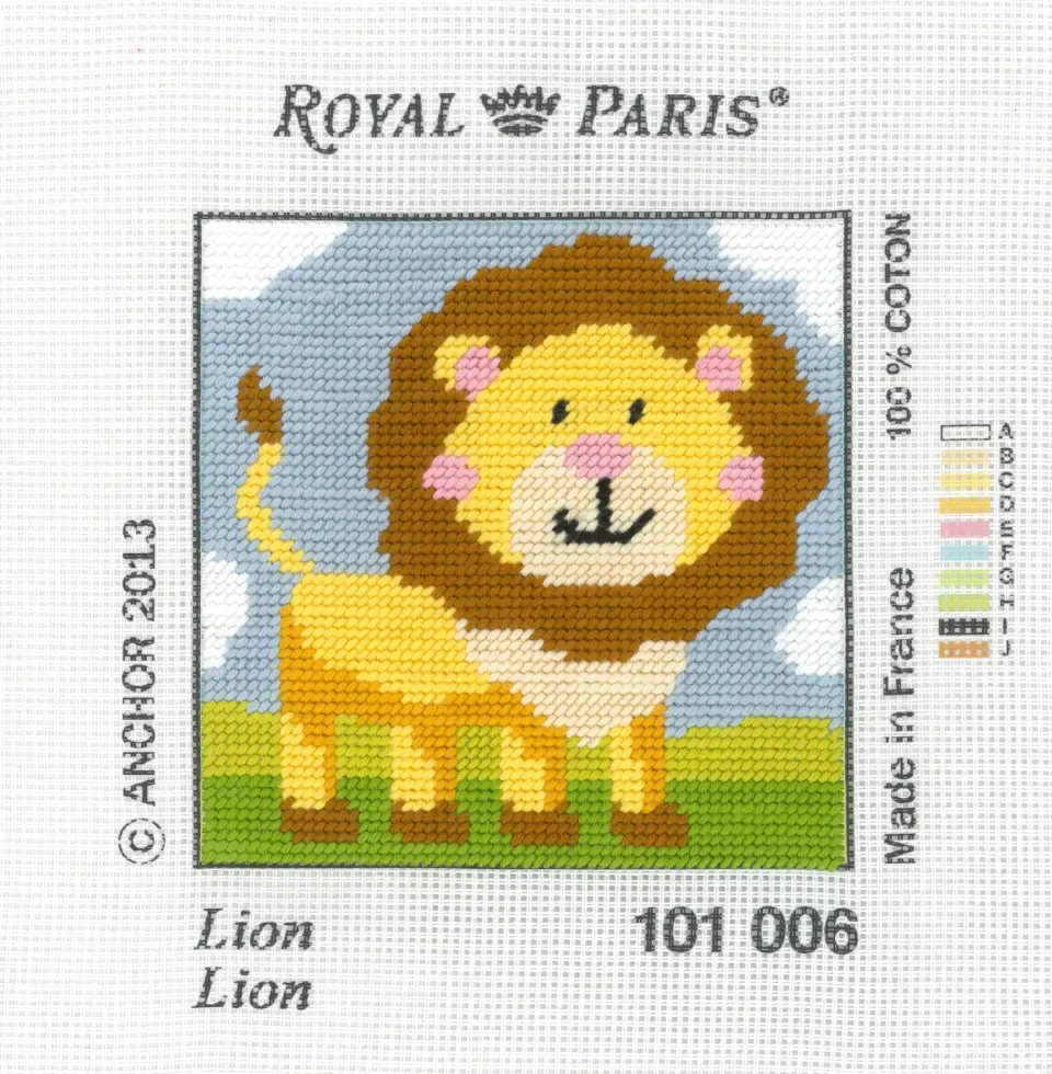 Anchor Royal Paris Lion Löwe Kinder Gobelin Canvas 15x15cm