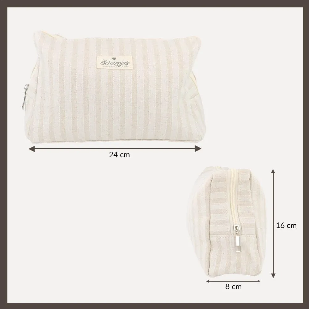 Scheepjes Projekttasche Weiß-Beige gestreift 24x16x8cm Reissverschluss