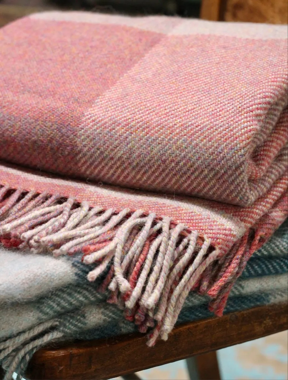 John Arbon Appledore Heirloom Decke Wolle Blau 100% Devon