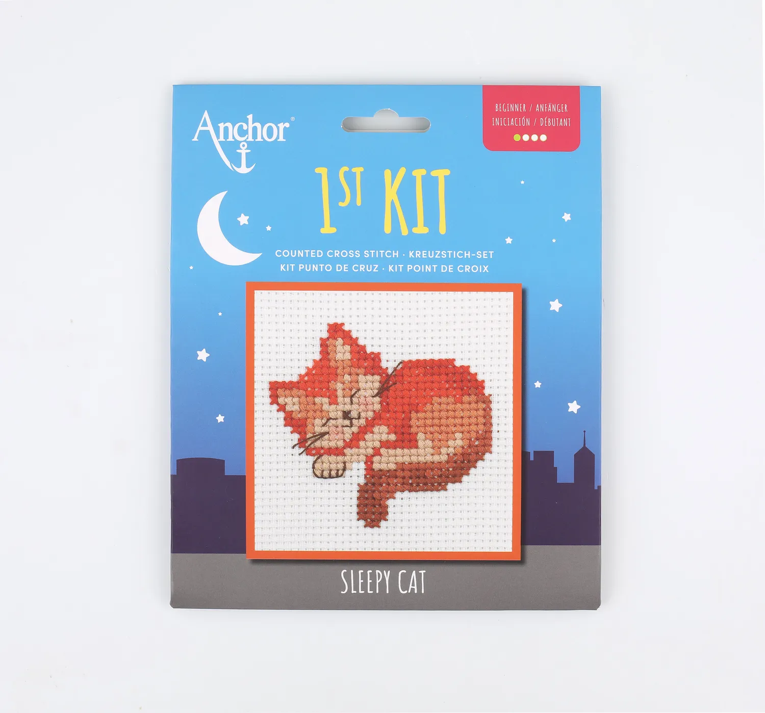 Anchor 1st Kit Sleeping Cat Kreuzstichset 10x10cm