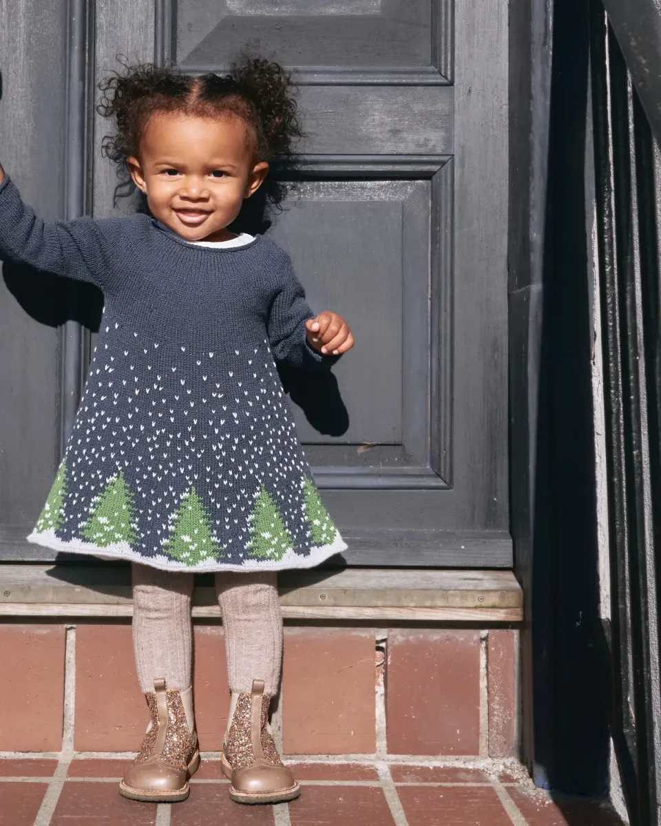 Knitting for Olive Snow Dress Strickanleitung deutsch Kinderkleid