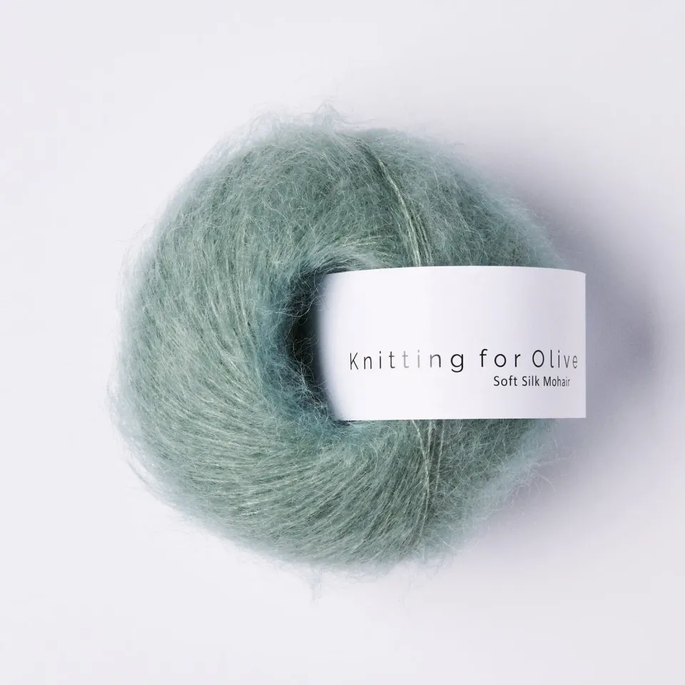 Knitting for Olive Soft Silk Mohair Wolle Dusty Aqua 25g blaugrün
