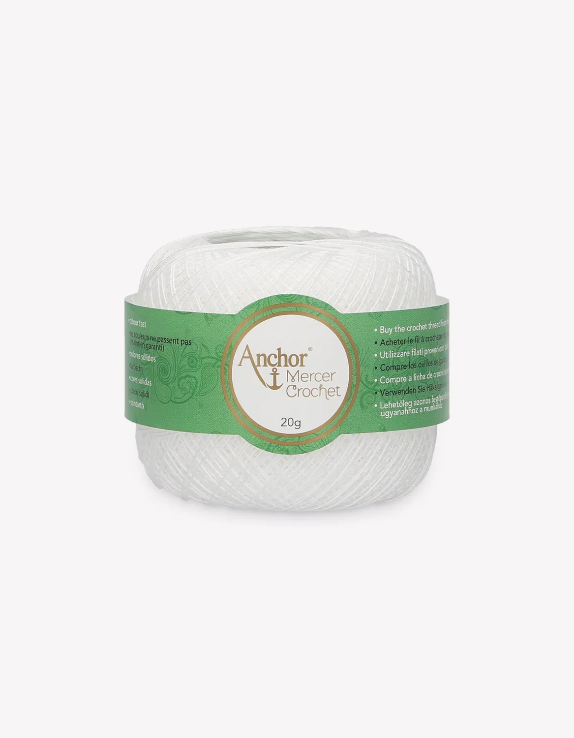 Anchor Mercer Crochet Häkelgarn Stärke 80 20g weiß