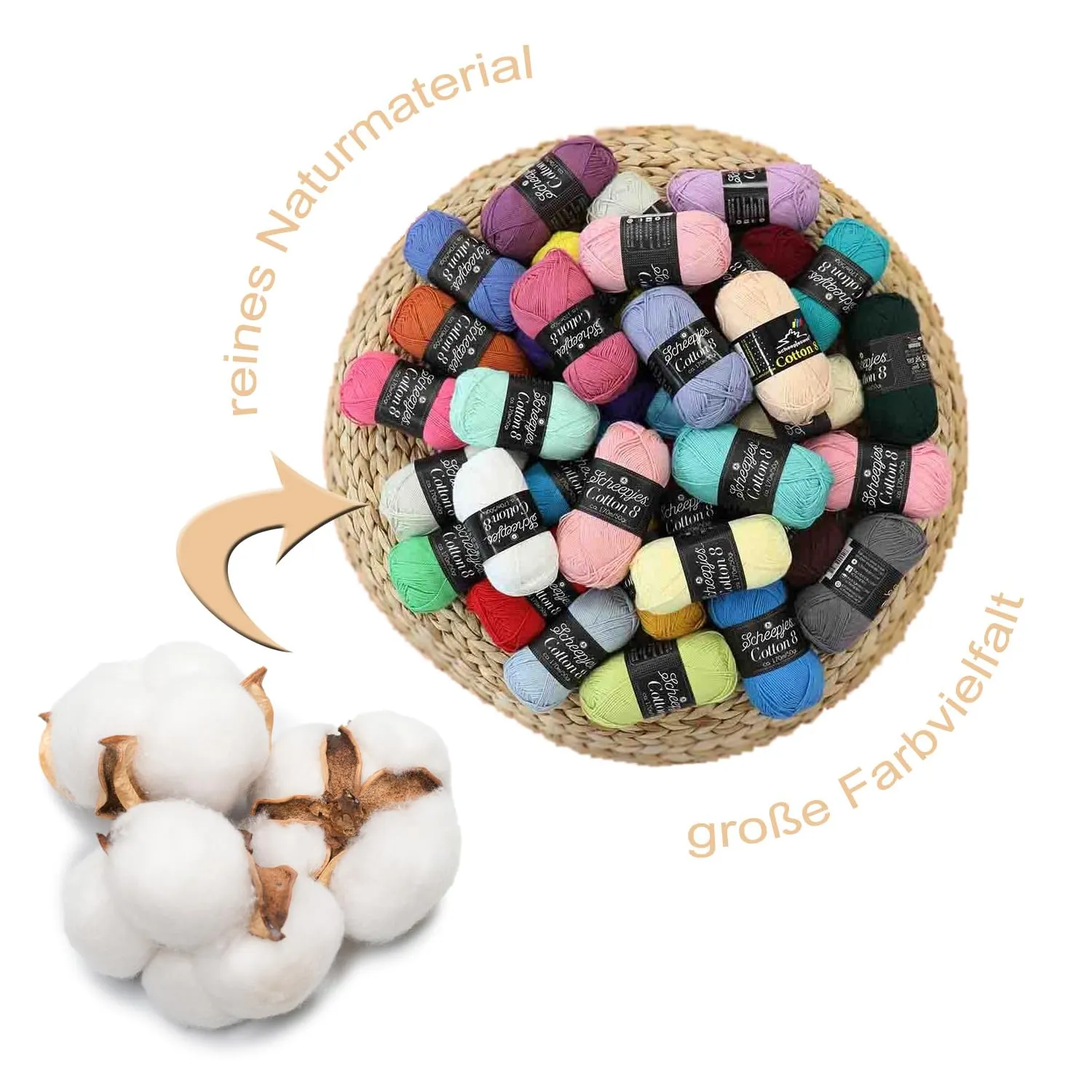 Scheepjes Cotton 8 Garn 649 Rosa 50g 170m Baumwolle