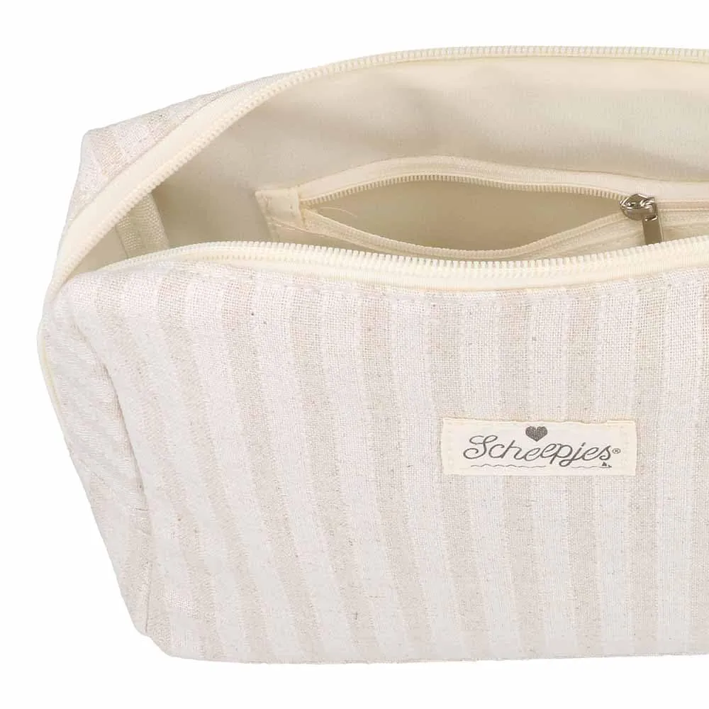 Scheepjes Projekttasche Weiß-Beige gestreift 24x16x8cm Reissverschluss