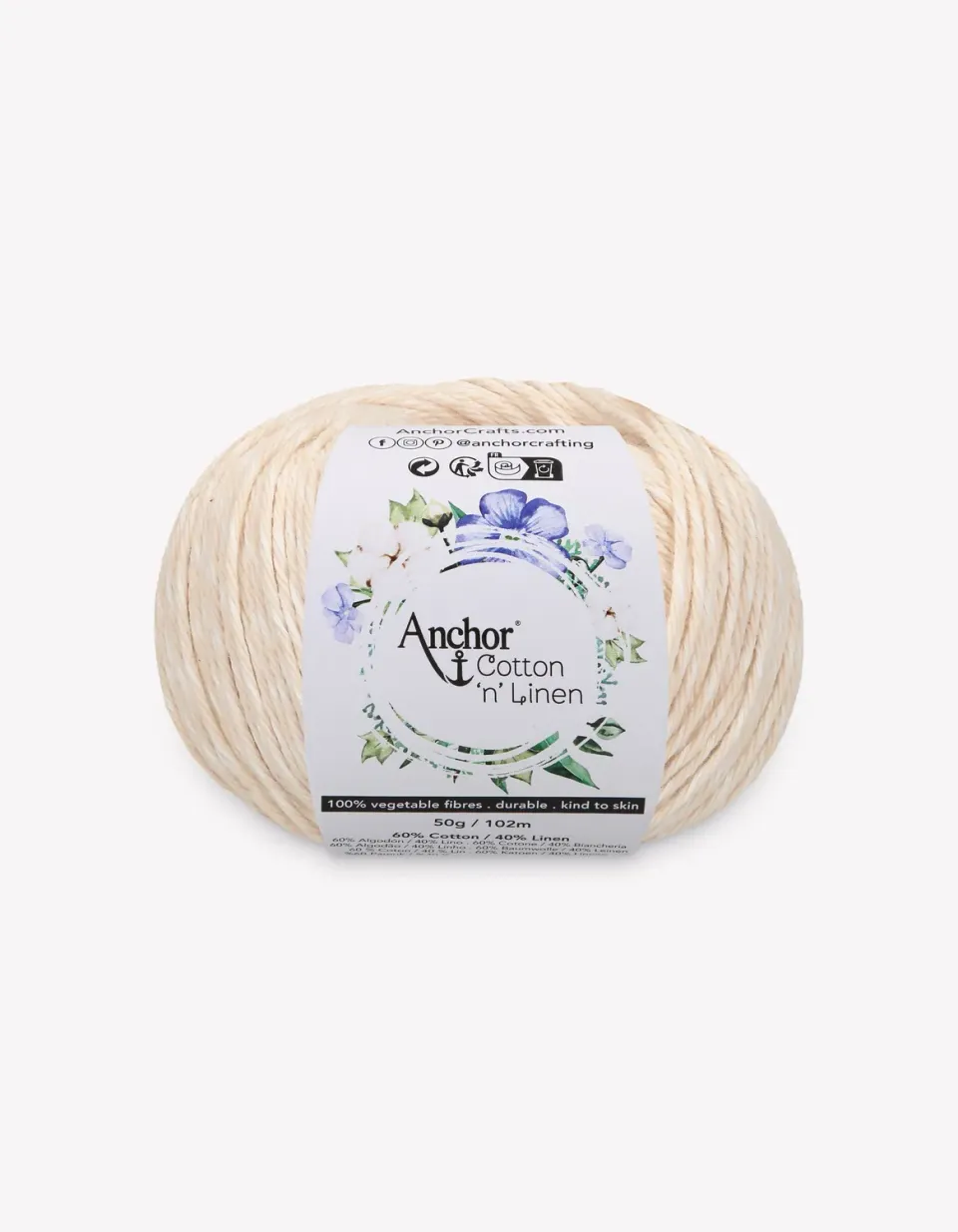 Anchor Cotton n Linen Strickgarn 50g 102m Baumwolle-Leinen