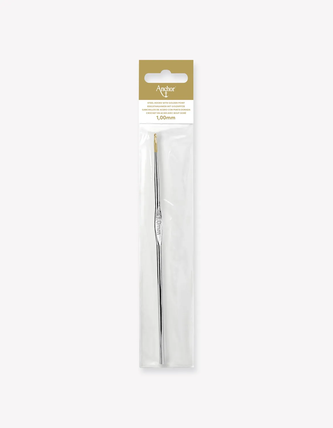 Anchor Steel Häkelnadel Stahl fein mit Goldspitze
