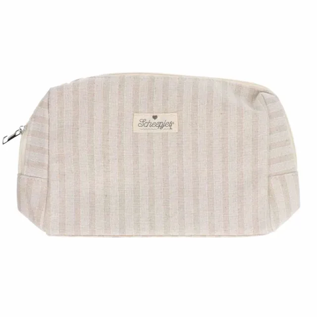 Scheepjes Projekttasche Weiß-Beige gestreift 24x16x8cm Reissverschluss