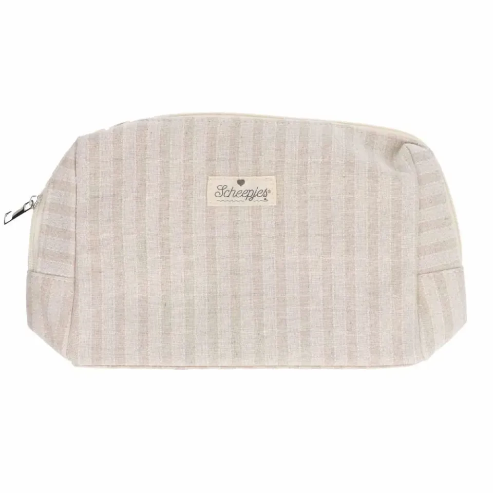 Scheepjes Projekttasche Weiß-Beige gestreift 24x16x8cm Reissverschluss