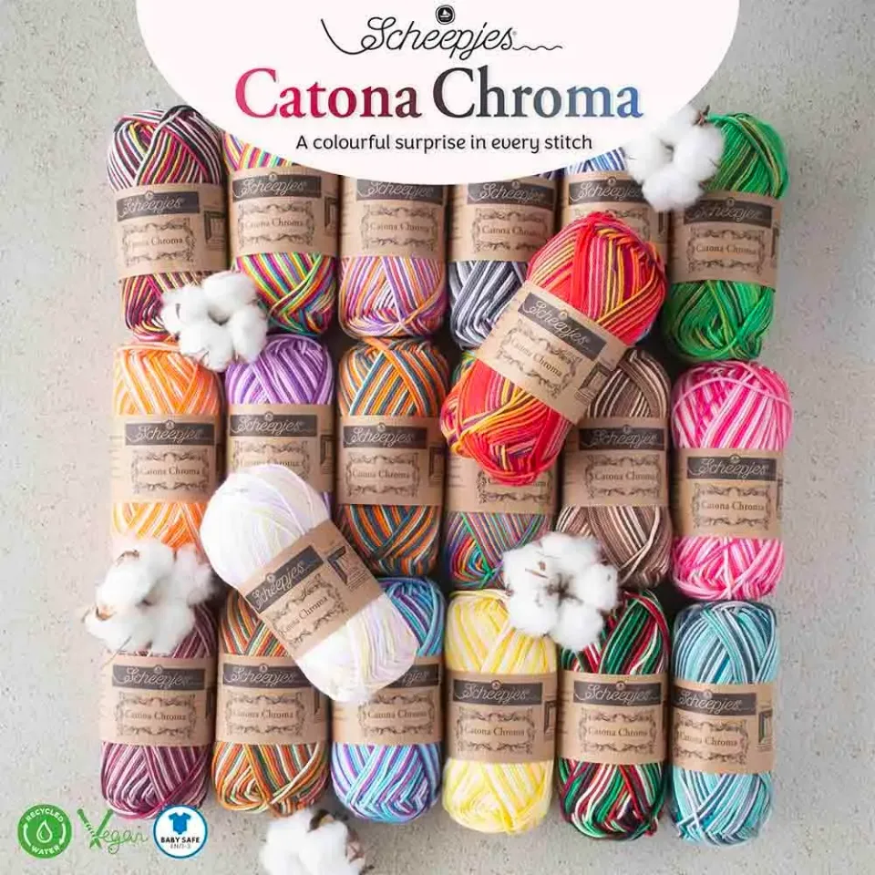 Scheepjes Catona Chroma Garn-Set 20 Farben 5x50g Baumwolle