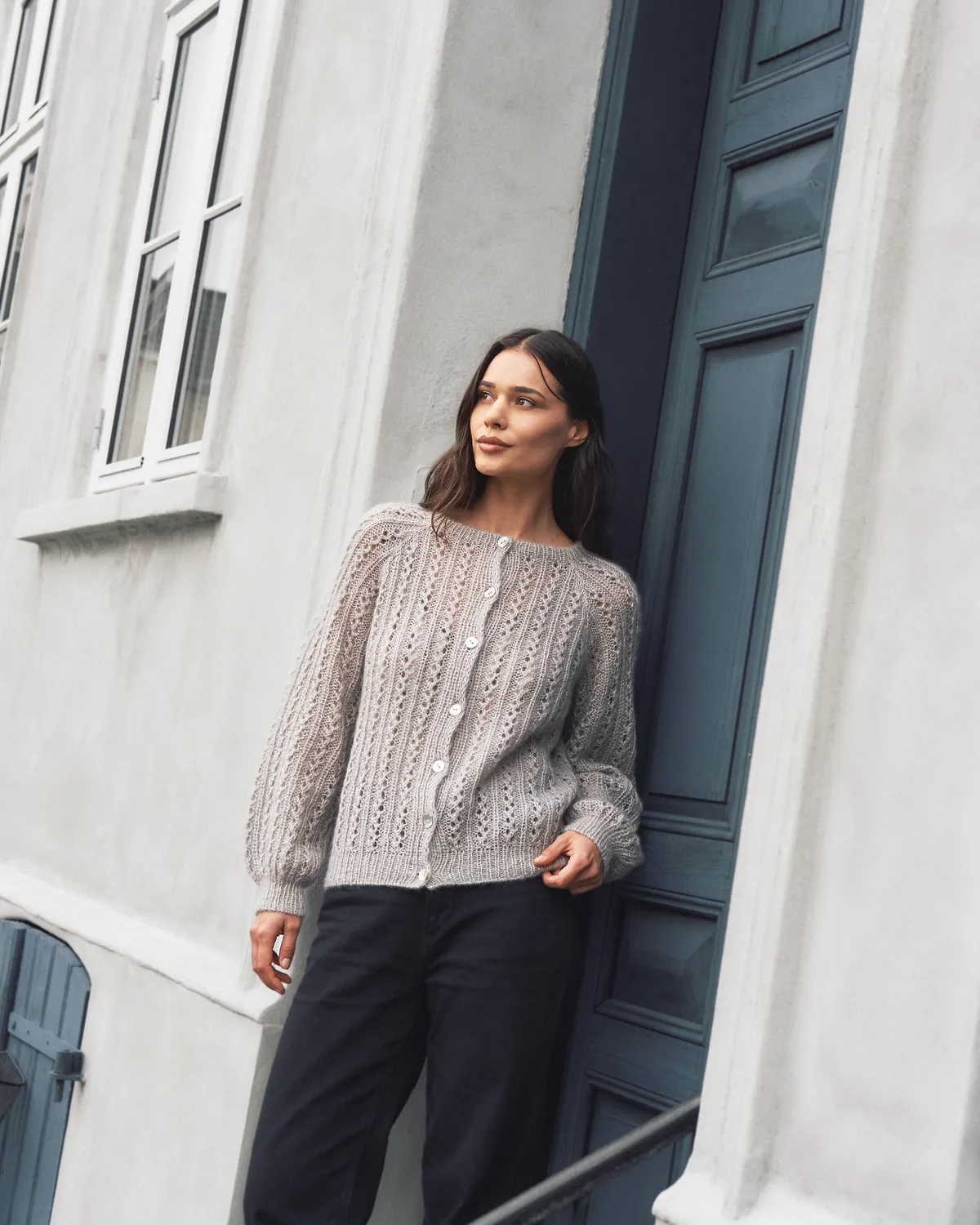 Knitting for Olive Waffle Cardigan Strickanleitung Deutsch Lochmuster