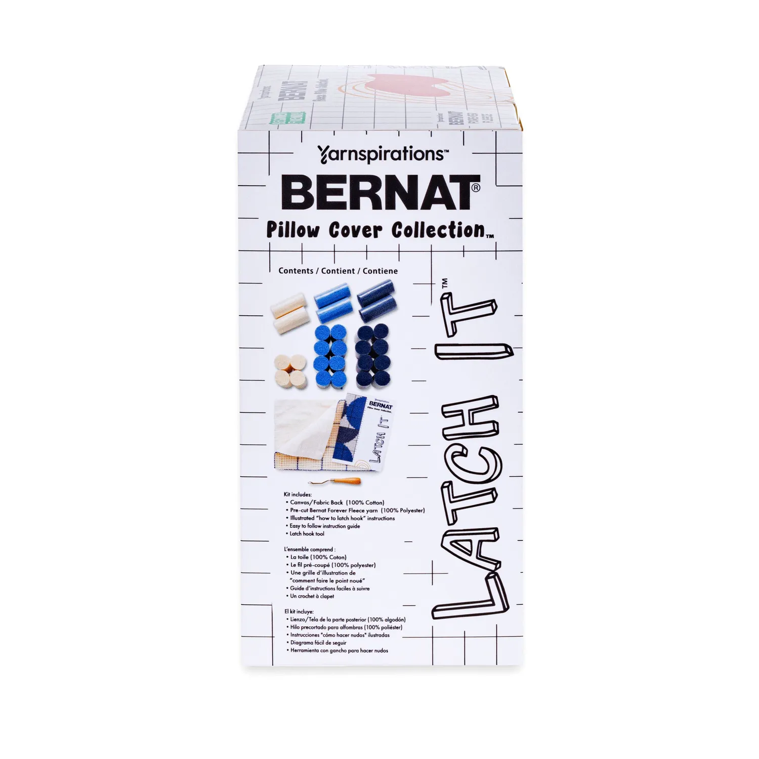 Bernat Latch It Kissen Knüpfset Fleece Knüpfkissen Komplettset