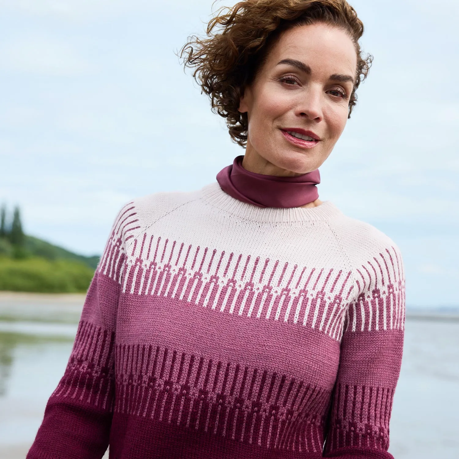 Rosy Green Wool Heather Drift Pullover Strickanleitung Deutsch XS-L5