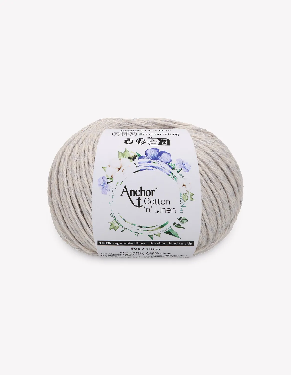 Anchor Cotton n Linen Strickgarn 50g 102m Baumwolle-Leinen