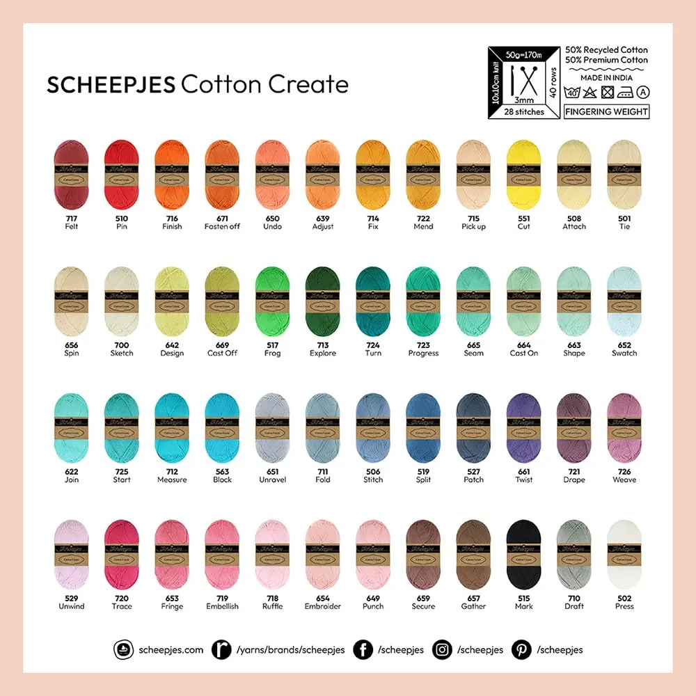 Scheepjes Cotton Create 551 Cut Garn 50g Gelb Baumwolle