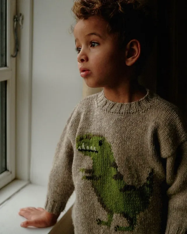 Knitting for Olive Dinosaur Sweater Strickanleitung 1-10J Dino
