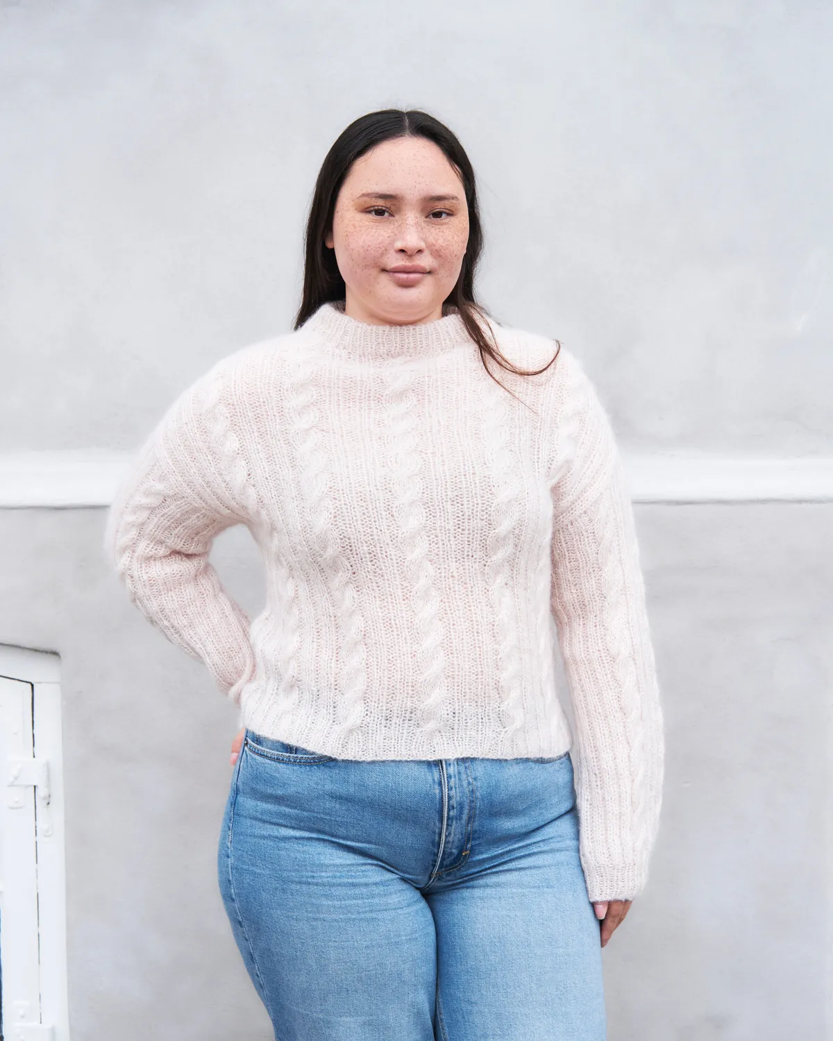 Knitting for Olive Ribbed Cable Sweater Strickanleitung Pullover