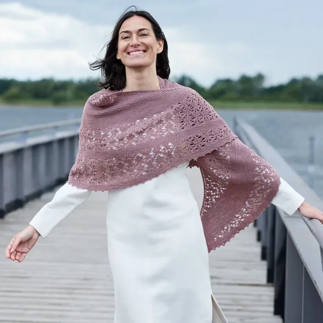 Rosy Green Wool Play of Light Strickanleitung Tuch PDF Lace 215cm
