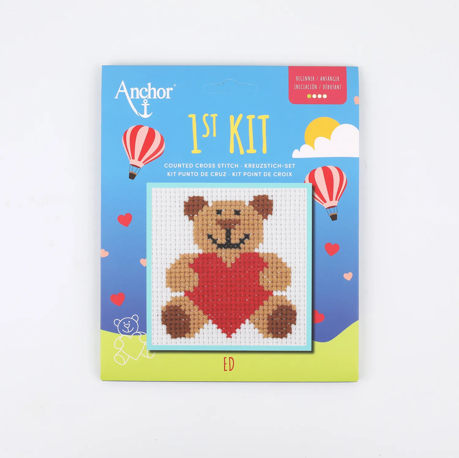 Anchor 1st Kit Teddy Kreuzstich-Set 10x10 cm Anfänger