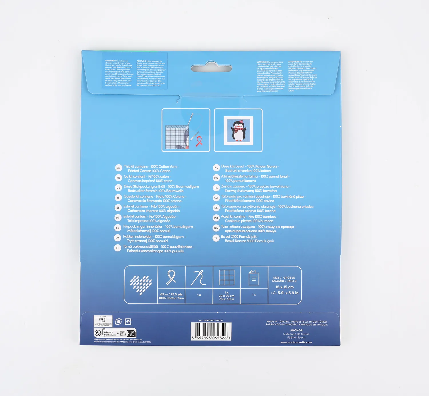 Anchor 1st Kit Tapestry Pinguin Stickset 15cm