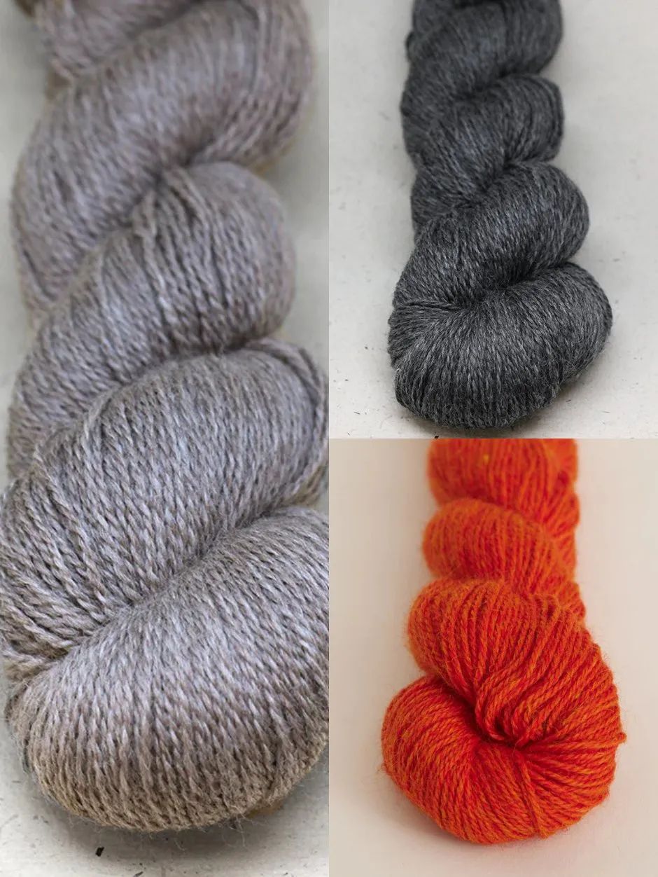 John Arbon Knit by Numbers Amsterdam Shawl Strickkit Grau Orange Mosaik