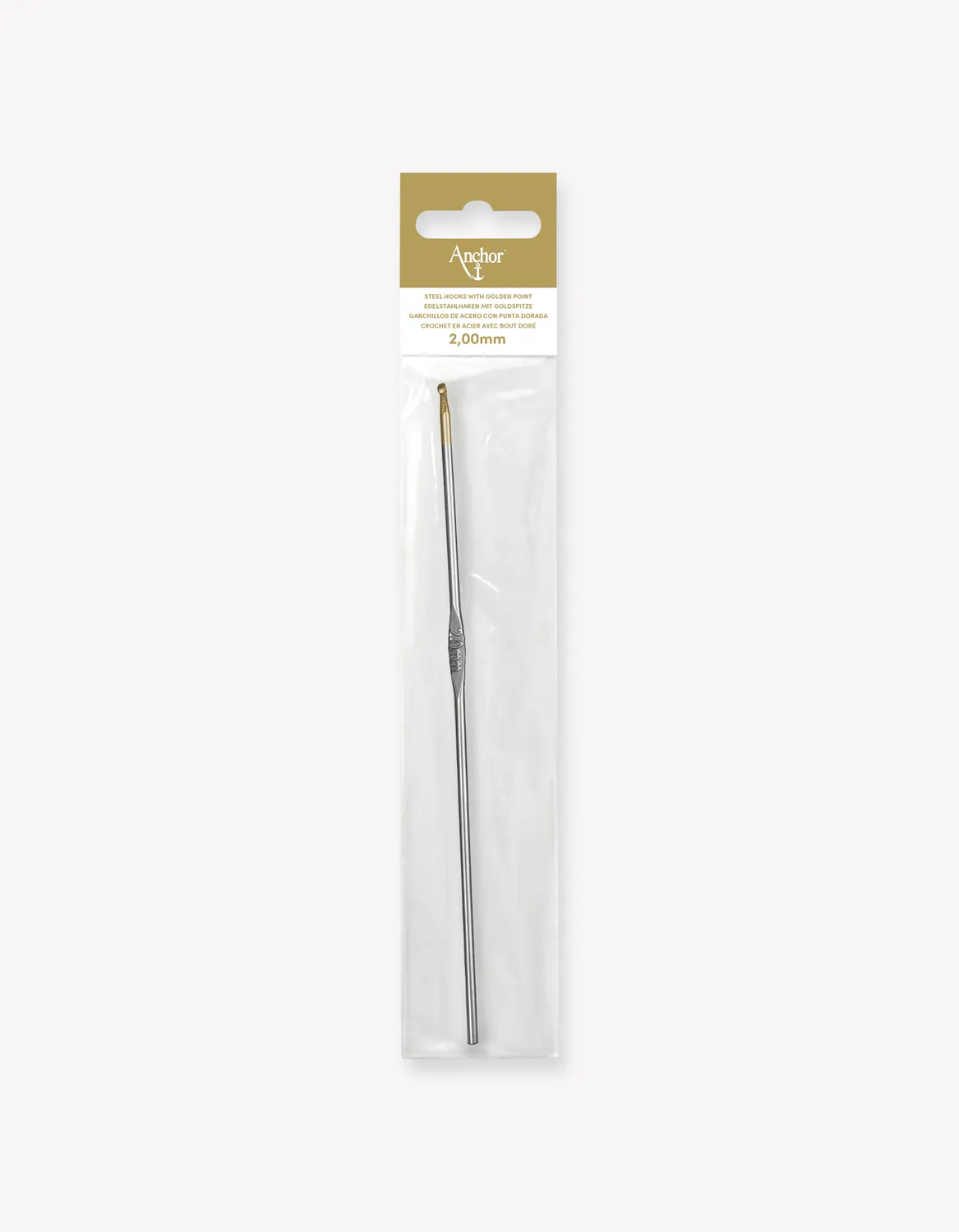 Anchor Steel Häkelnadel Stahl fein mit Goldspitze
