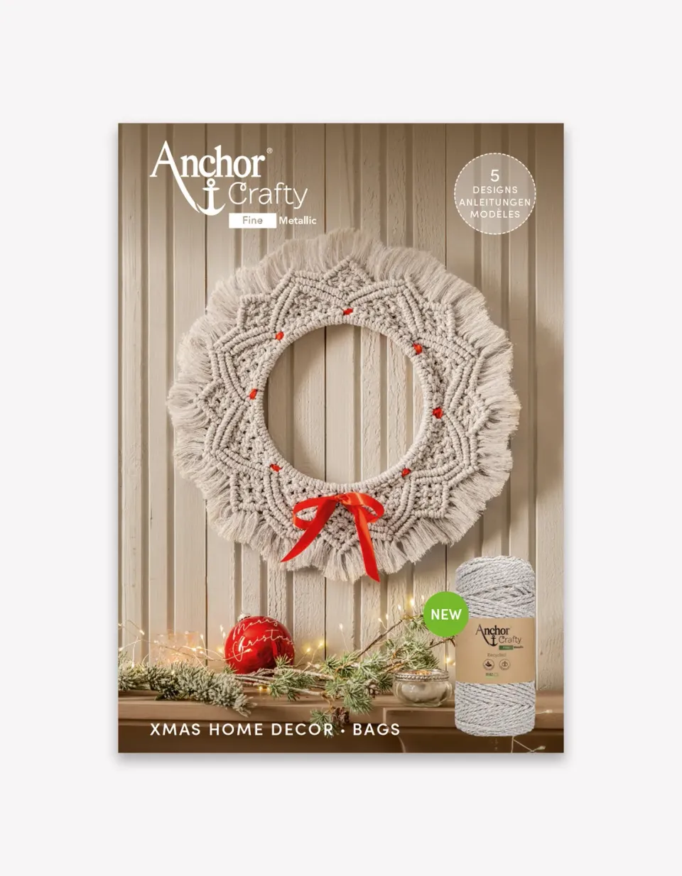 Anchor Crafty Fine Metallic Anleitungsbuch Weihnachten Häkeln