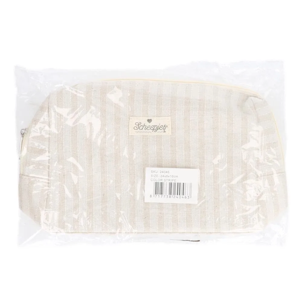 Scheepjes Projekttasche Weiß-Beige gestreift 24x16x8cm Reissverschluss