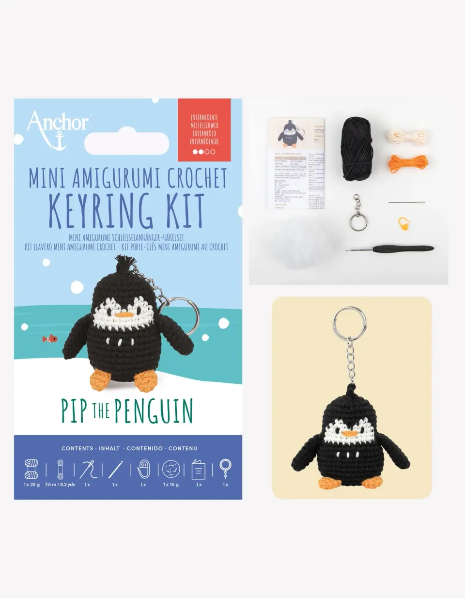 Anchor Pip the Penguin Mini Häkelset Pinguin Baumwolle