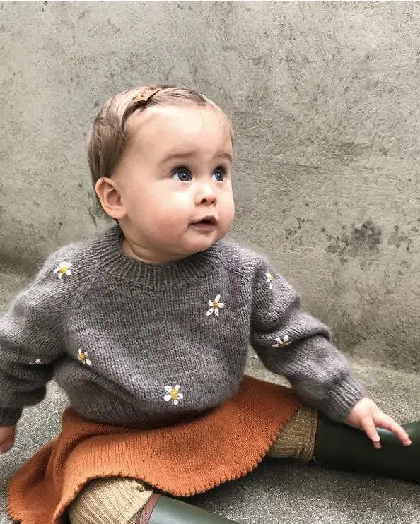 Knitting for Olive Daisy Sweater Kids Anleitung Deutsch Blumen