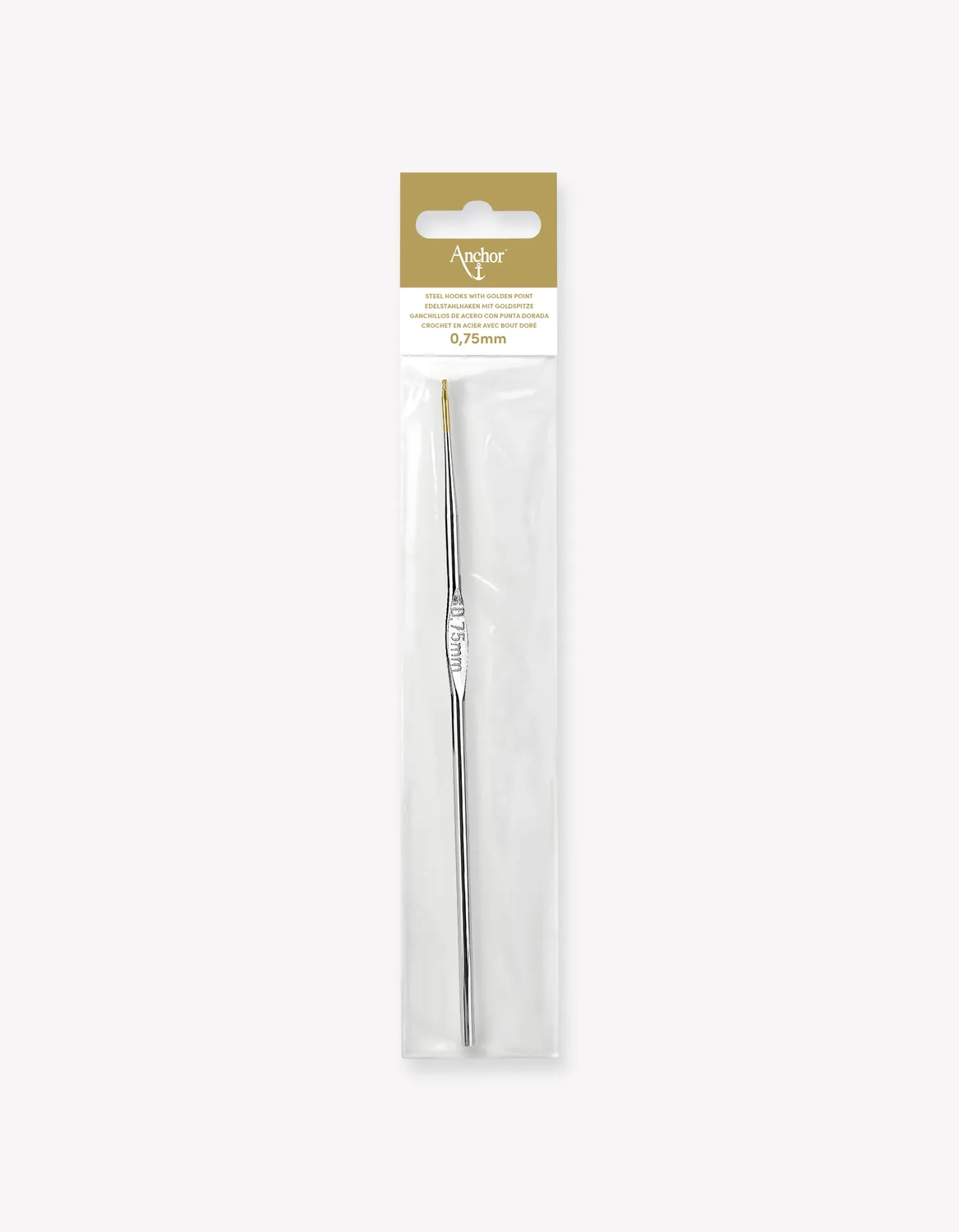 Anchor Steel Häkelnadel Stahl fein mit Goldspitze
