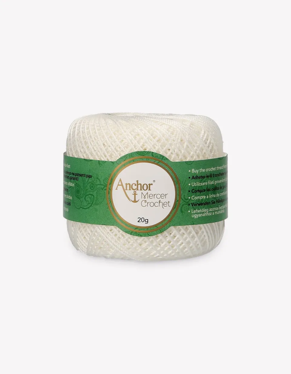 Anchor Mercer Crochet Häkelgarn Stärke 80 20g weiß