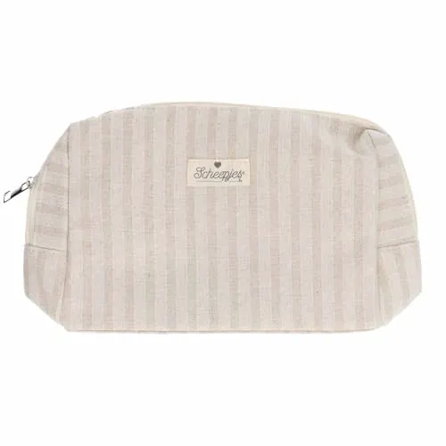 Scheepjes Projekttasche Weiß-Beige gestreift 24x16x8cm Reissverschluss