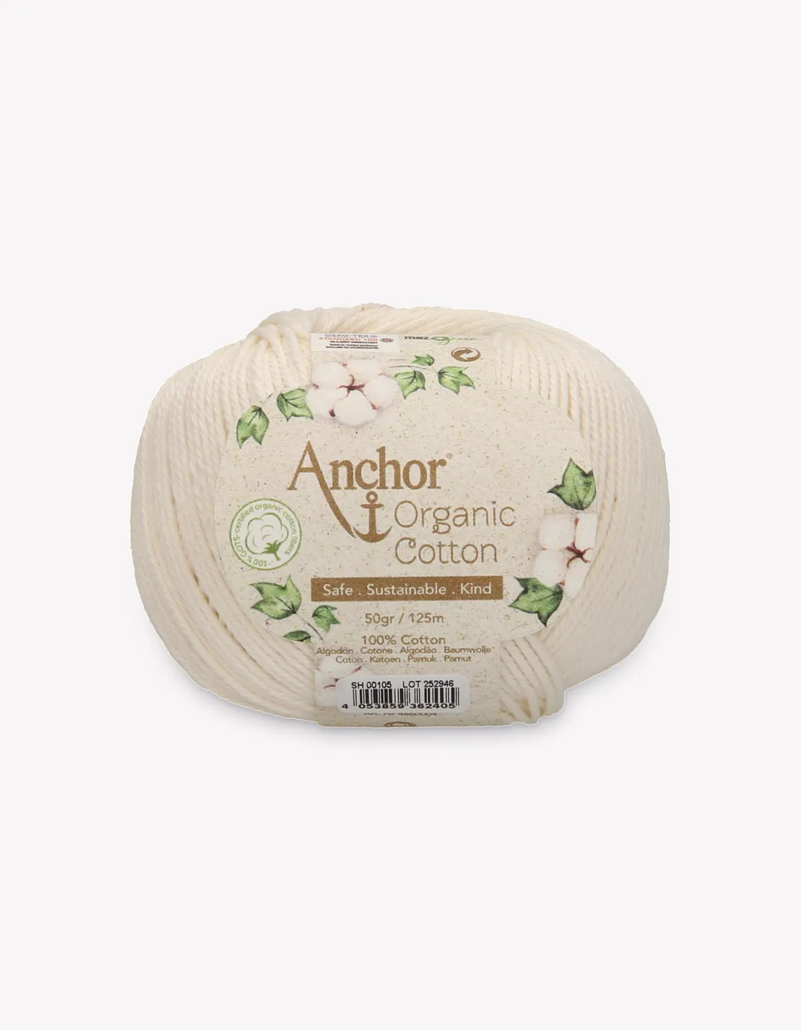 Anchor Organic Cotton Baumwollgarn 50g matt natur