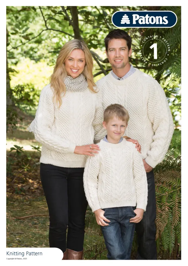 Patons Wool Blend Aran Family Sweater Strickanleitung