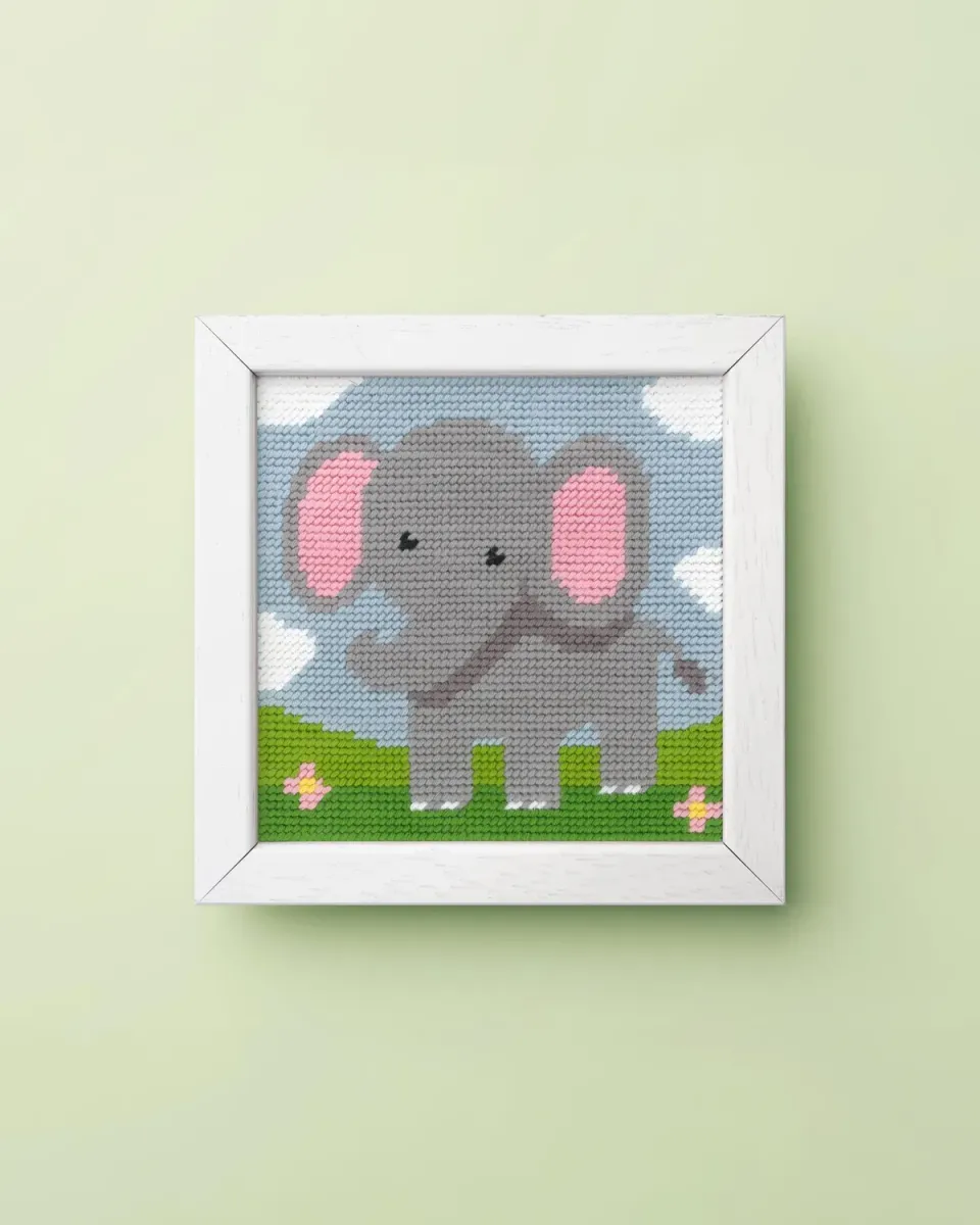 Anchor Royal Paris Elephant Stickcanvas für Kinder 15x15 cm
