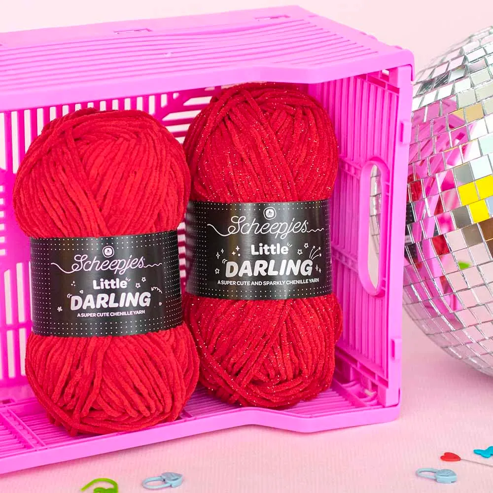 Scheepjes Little Darling 427S Häkelgarn Cherry Sparkle 50g Glitzer