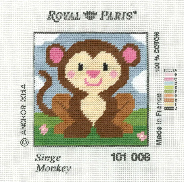 Anchor Royal Paris Monkey Kinder Gobelin Stickbild 15x15cm