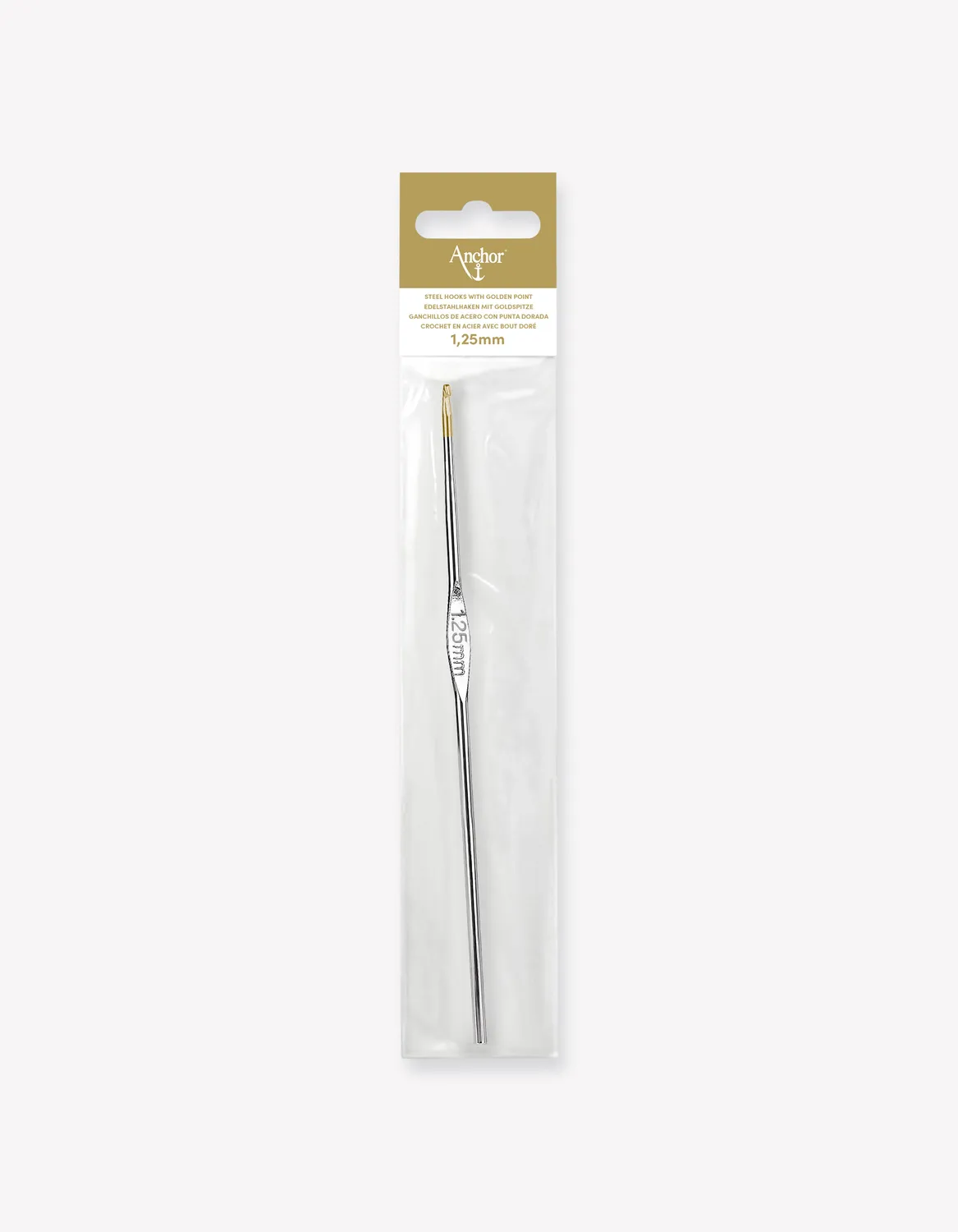 Anchor Steel Häkelnadel Stahl fein mit Goldspitze
